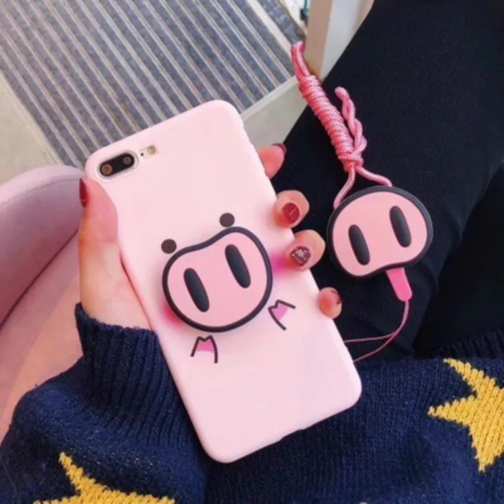Piggy 🐷 Phone Case pop socket & phone strap.